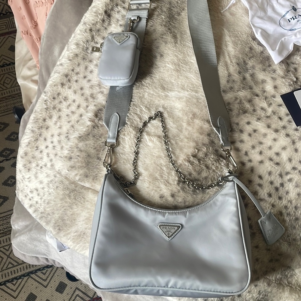 New authentic Prada Re-Edition 2005 Re-Nylon bag in Celeste color